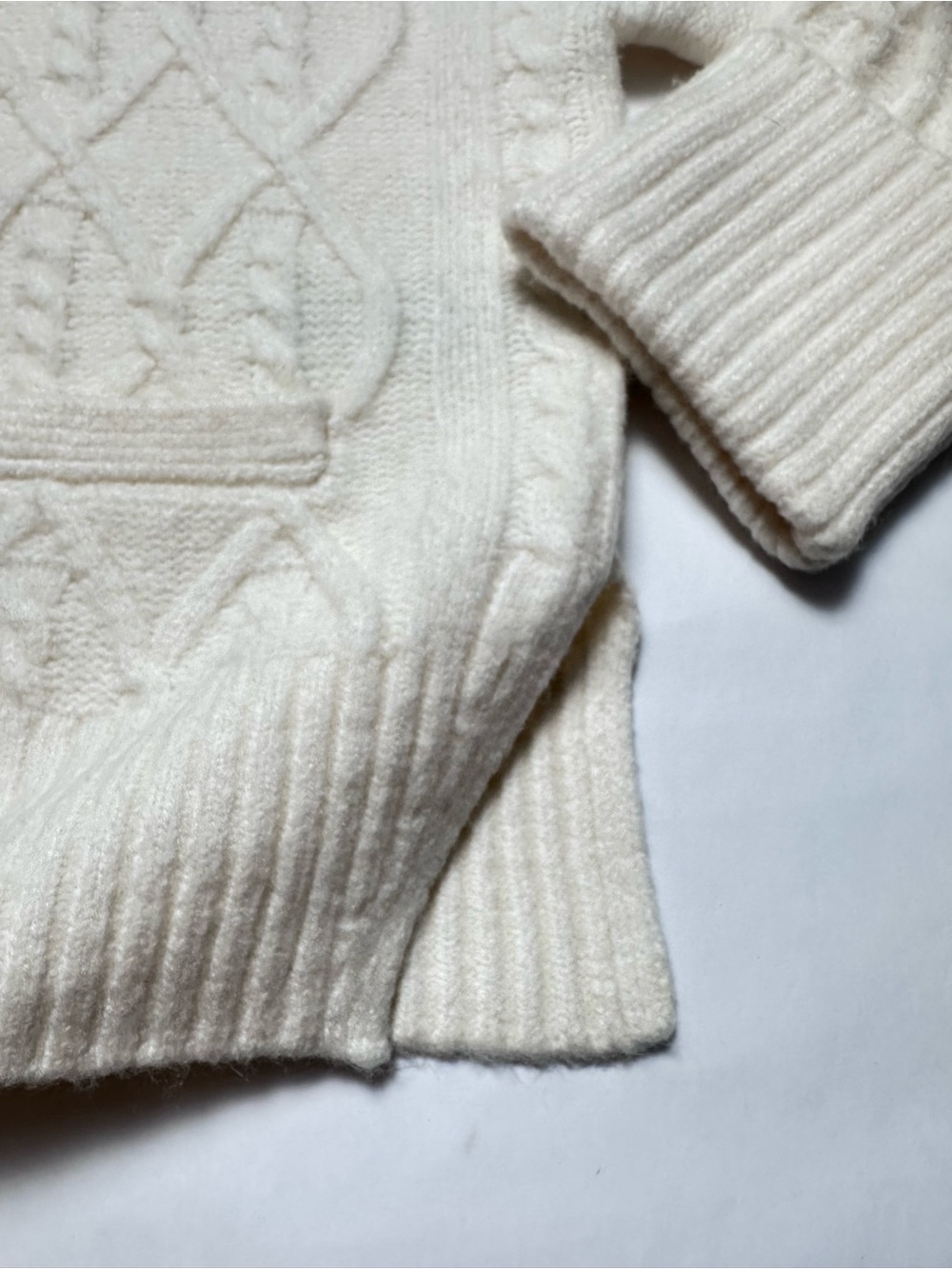 Abercrombie & Fitch Ivory Cable Knit Collared Cardigan Sweater - Picture 9 of 12
